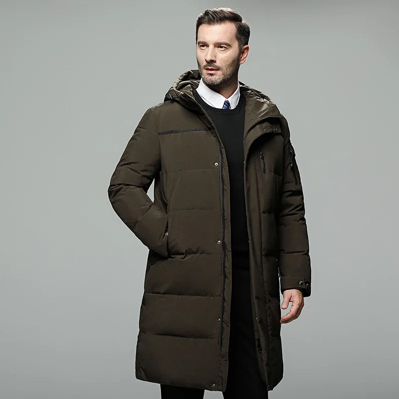 Men's Long Parkas Oversized Thick Male Coat High Quality Fleece Casual Padded Jackets Men Warm Jacket